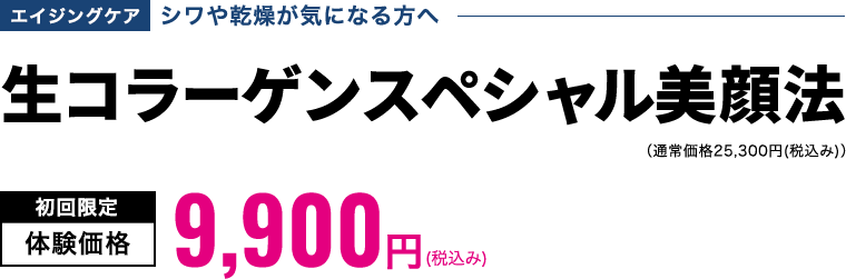 生コラーゲンスペシャル美顔法　初回限定体験価格9,900円(税込み)
